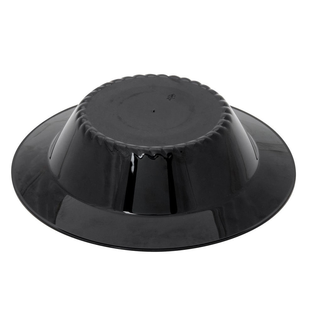 15 Pack 12oz Round Plastic Soup Bowls - Black Bowls with Gold Rim - Decodine
