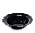 15 Pack 12oz Round Plastic Soup Bowls - Black Bowls with Silver Rim - Decodine