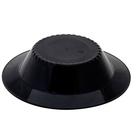 15 Pack 12oz Round Plastic Soup Bowls - Black Bowls with Silver Rim - Decodine