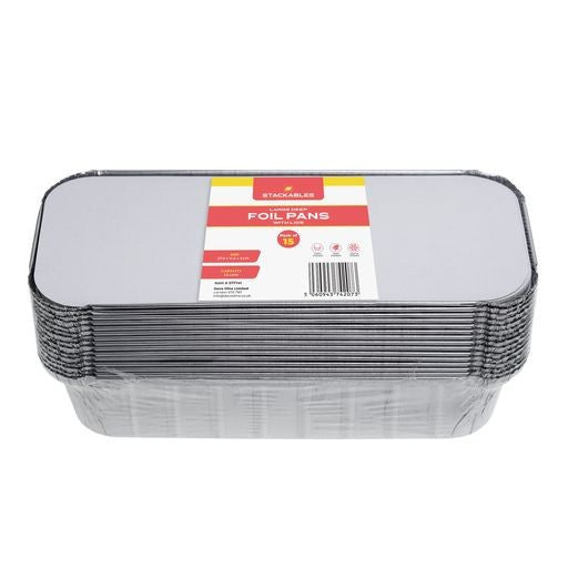 15 Pack Large 1.5 Litre Aluminium Loaf Foil Pans Tray with Lids - Decodine
