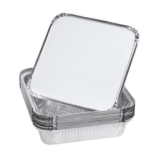 15 Pack 1.9 Litre Square Foil Pans Trays with Lids - Decodine