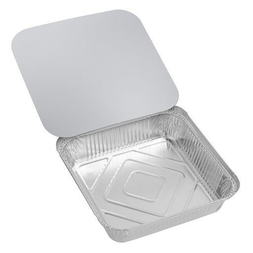 15 Pack 1.9 Litre Square Foil Pans Trays with Lids - Decodine