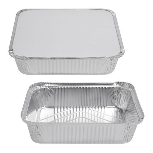 15 Pack 1.9 Litre Square Foil Pans Trays with Lids - Decodine