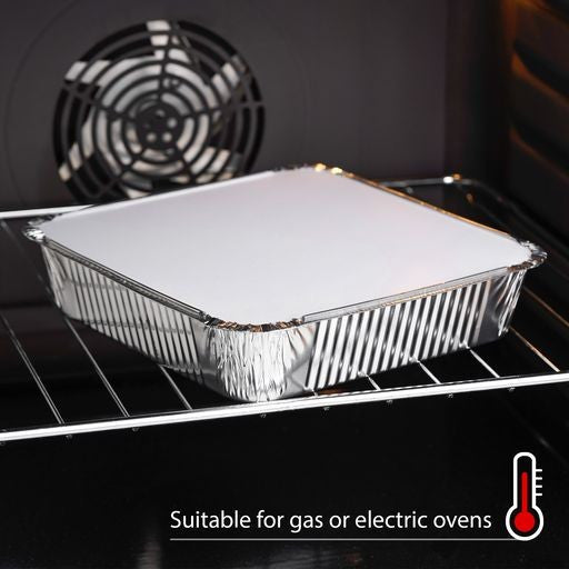 15 Pack 1.9 Litre Square Foil Pans Trays with Lids - Decodine