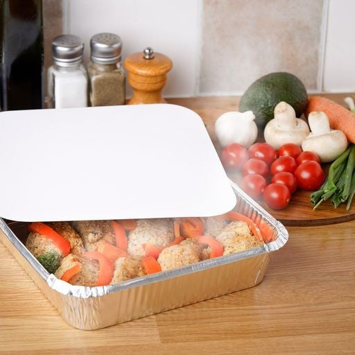 15 Pack 1.9 Litre Square Foil Pans Trays with Lids - Decodine