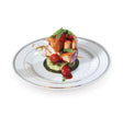 15 Pack 7.5" Round Plastic Dessert Plates - White with Silver Rim - Decodine