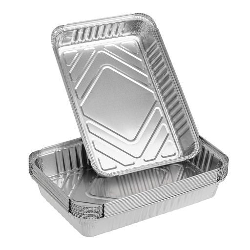 15 Pack Rectangular 30.6 x 20.6 x 4.5cm Foil Pans Trays with Lids - Decodine