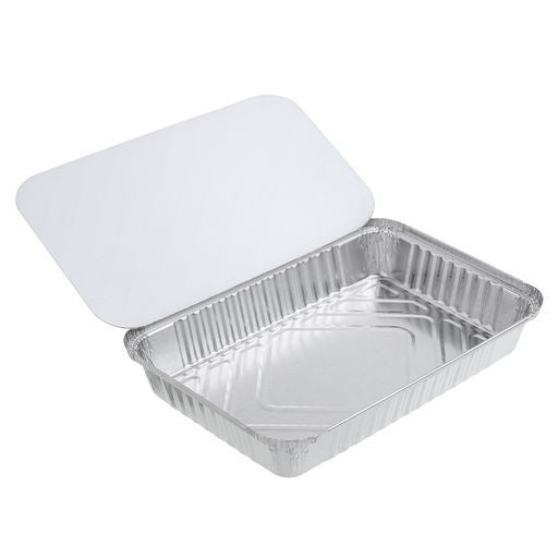 15 Pack Rectangular 30.6 x 20.6 x 4.5cm Foil Pans Trays with Lids - Decodine