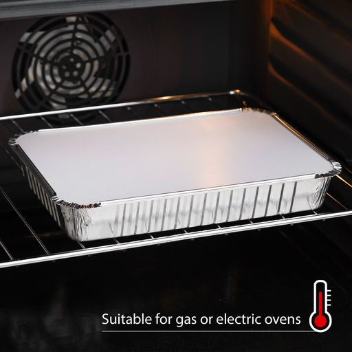 15 Pack Rectangular 30.6 x 20.6 x 4.5cm Foil Pans Trays with Lids - Decodine