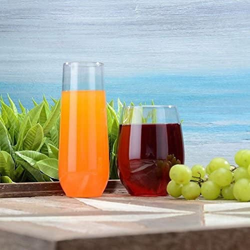 12oz Clear stemless Plastic Wine Goblets - Decodine