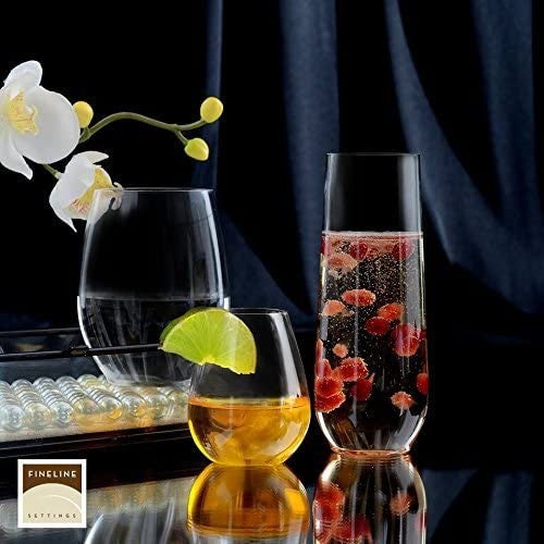 12oz Clear stemless Plastic Wine Goblets - Decodine