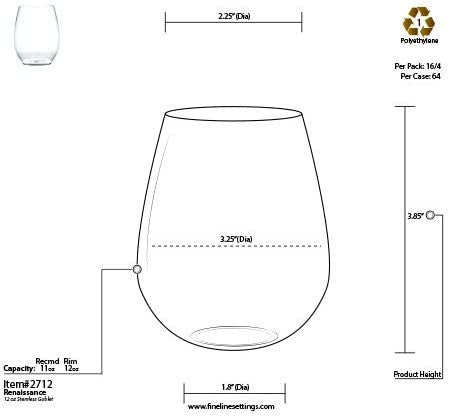 12oz Clear stemless Plastic Wine Goblets - Decodine