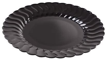 18 Pack 10.25" Round Plastic Black Dinner Plates - Decodine