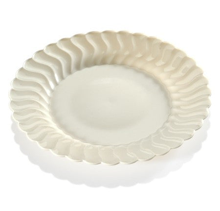 18 Pack 10.25" Round Plastic Ivory Dinner Plates - Decodine
