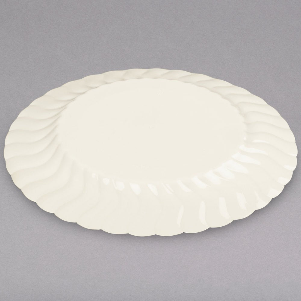 18 Pack 10.25" Round Plastic Ivory Dinner Plates - Decodine