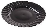 18 Pack 6" Round Plastic Black Dessert Plates - Decodine