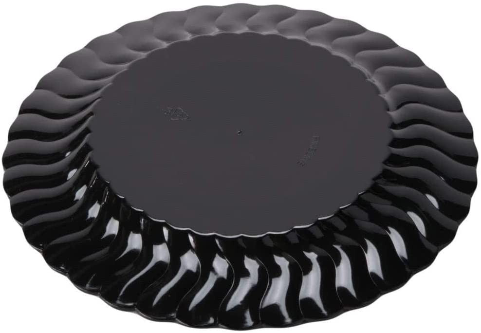 18 Pack 6" Round Plastic Black Dessert Plates - Decodine