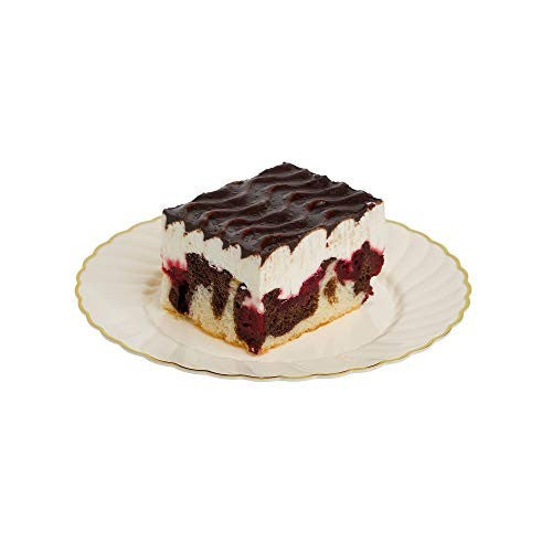 18 Pack 6" Round Hard Plastic Dessert Plates - Ivory with Gold Rim - Decodine