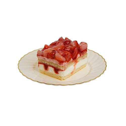 18 Pack 6" Round Hard Plastic Dessert Plates - Ivory with Gold Rim - Decodine