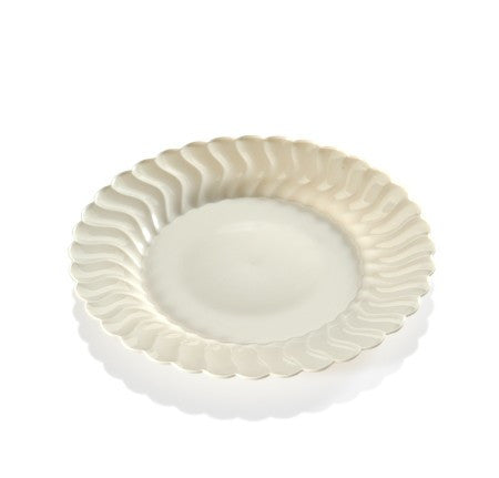 18 Pack 6" Round Plastic Ivory Dessert Plates - Decodine