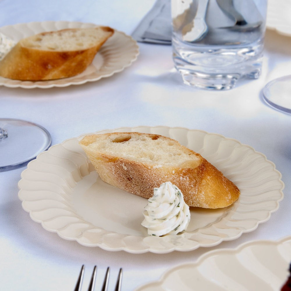 18 Pack 6" Round Plastic Ivory Dessert Plates - Decodine