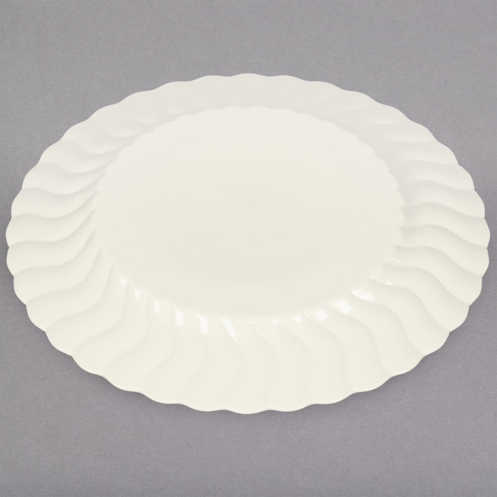 18 Pack 6" Round Plastic Ivory Dessert Plates - Decodine
