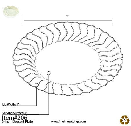 18 Pack 6" Round Plastic White Dessert Plates - Decodine