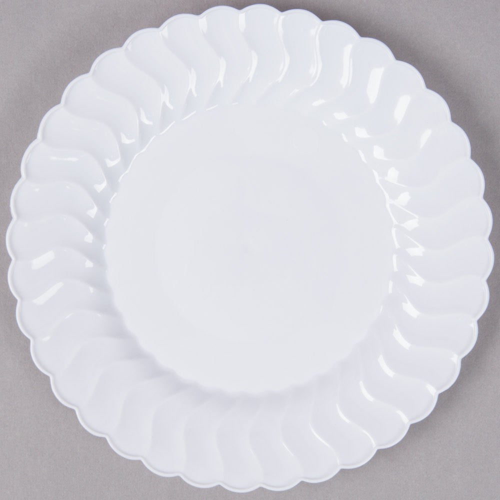 18 Pack 6" Round Plastic White Dessert Plates - Decodine