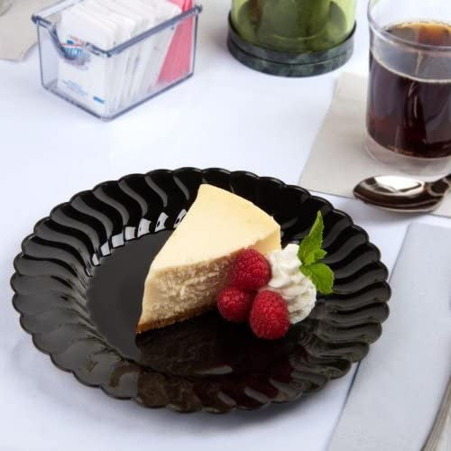 18 Pack 7.5" Round Plastic Black Dessert Plates - Decodine