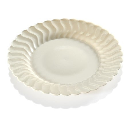 18 Pack 7.5" Round Plastic Ivory Dessert Plates - Decodine