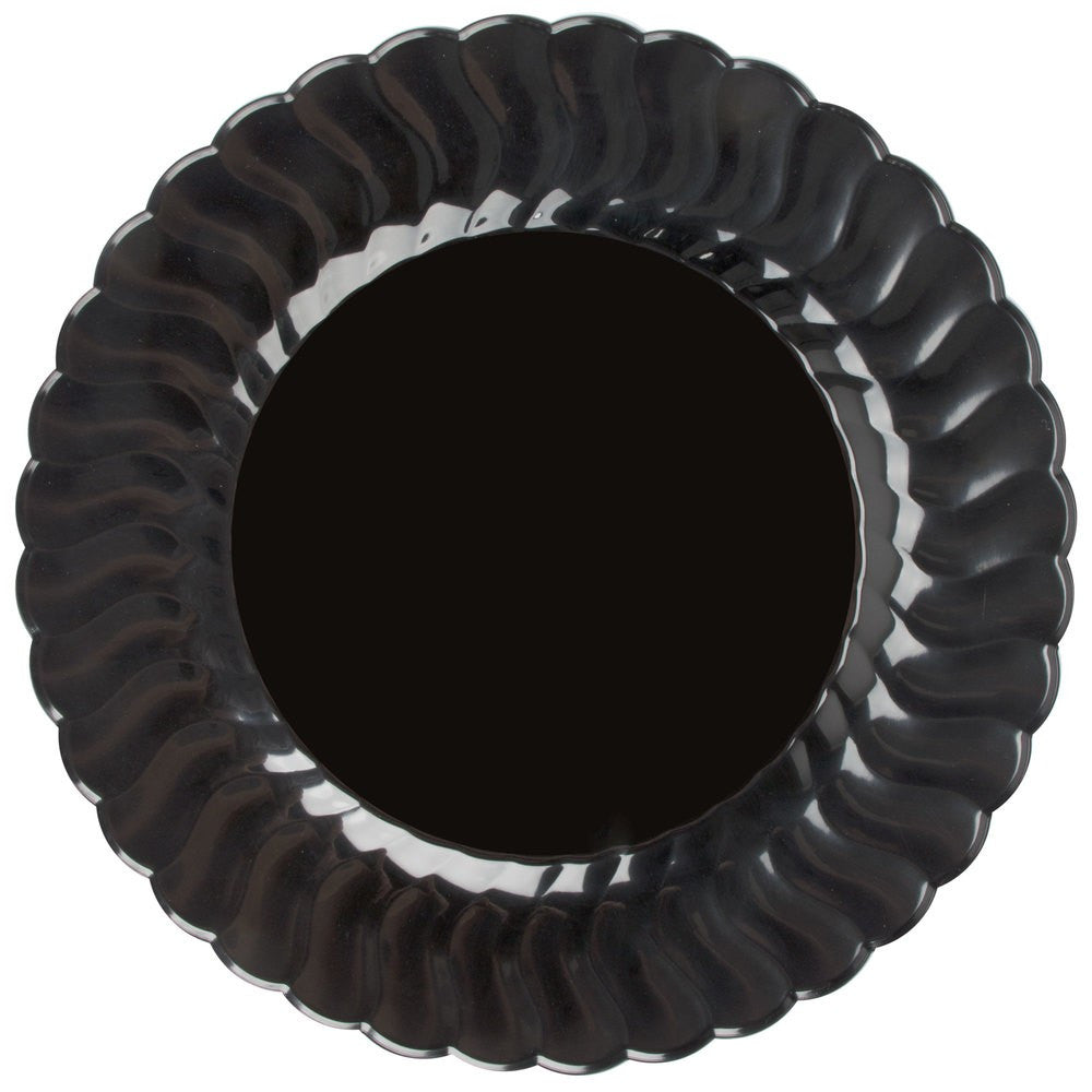 18 Pack 9" Round Plastic Black Dinner Plates - Decodine