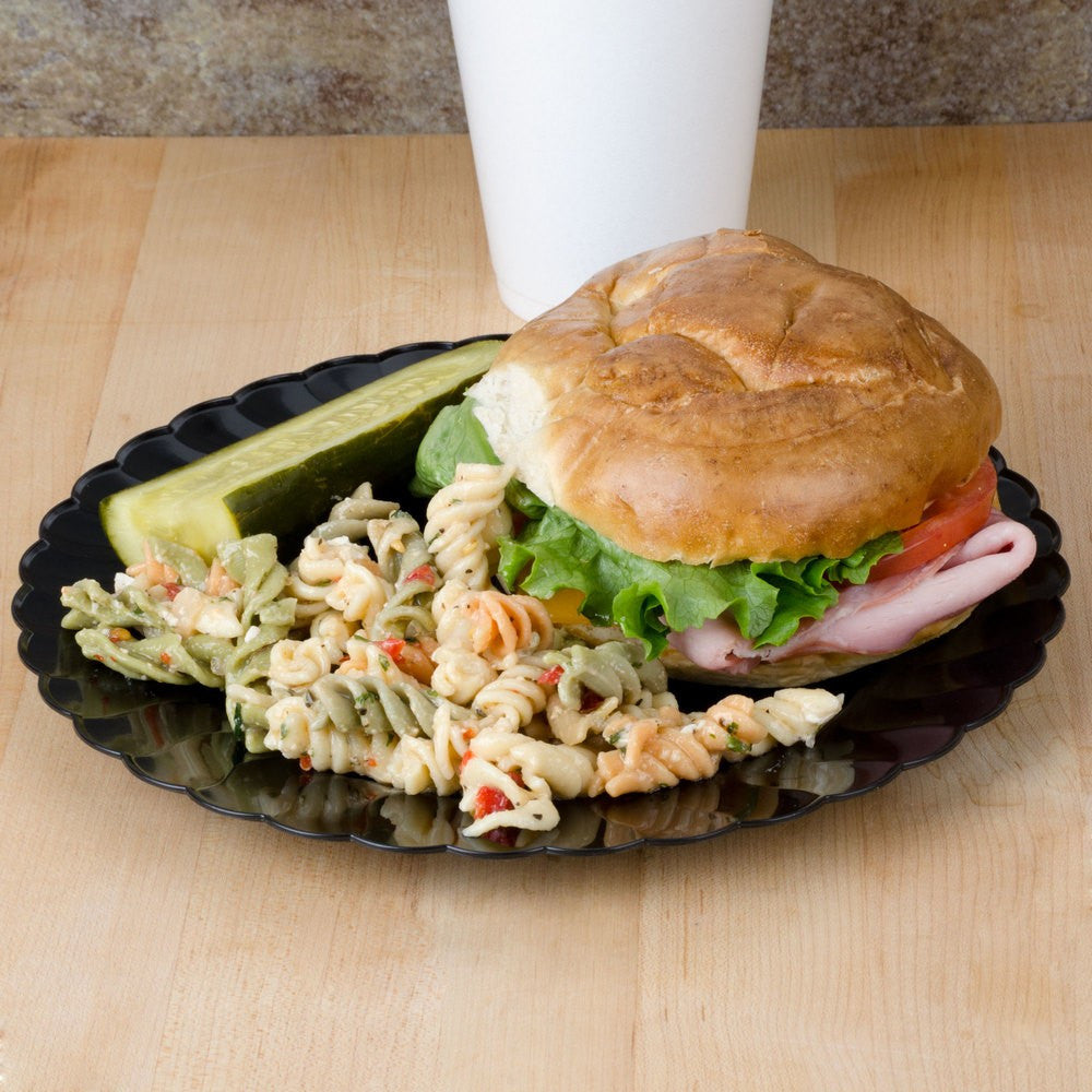 18 Pack 9" Round Plastic Black Dinner Plates - Decodine