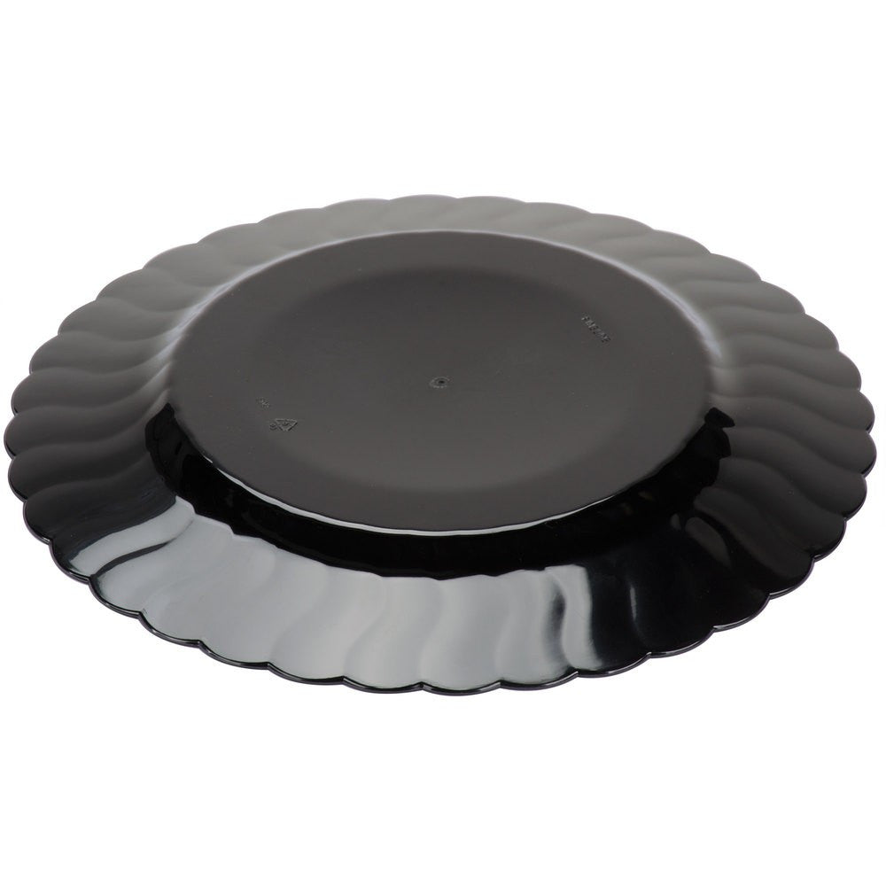 18 Pack 9" Round Plastic Black Dinner Plates - Decodine
