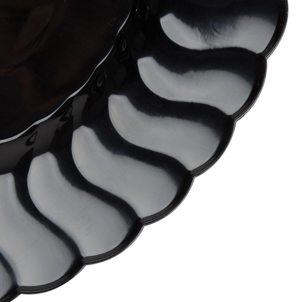 18 Pack 9" Round Plastic Black Dinner Plates - Decodine