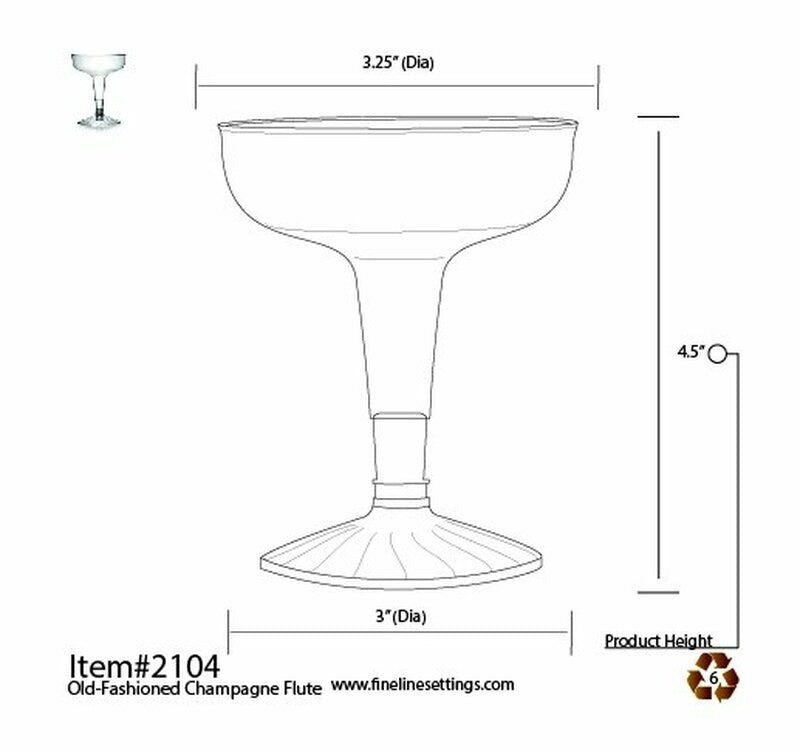 20 Pack 4oz Plastic Old Fashioned Champagne Cocktail 2 Piece Plastic Glasses - Decodine