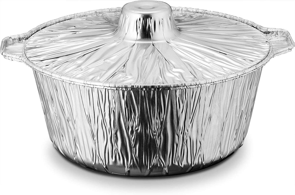 2 Pack Medium 3.8 Litre Aluminium Disposable Cooking Pots with Lids - Decodine