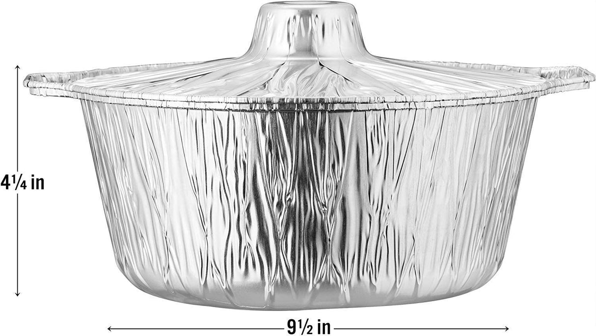 2 Pack Medium 3.8 Litre Aluminium Disposable Cooking Pots with Lids - Decodine