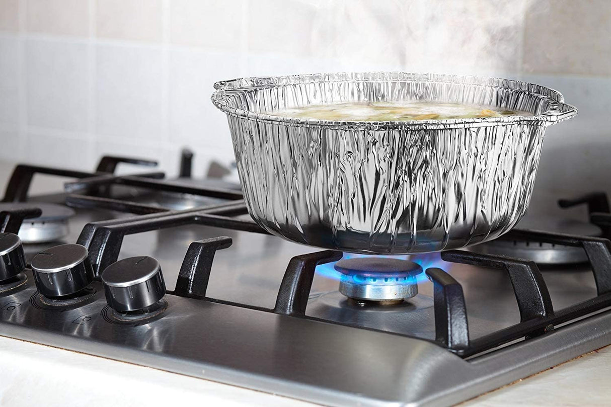 2 Pack Medium 3.8 Litre Aluminium Disposable Cooking Pots with Lids - Decodine