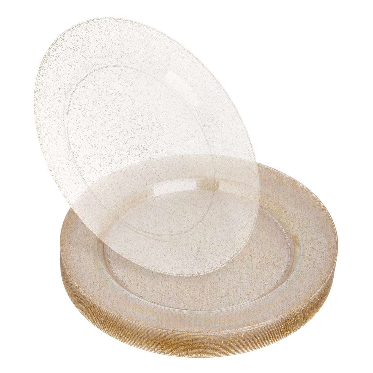 20 Pack 10" Hard Plastic Dinner Plates with Gold Glittered Design - Decodine