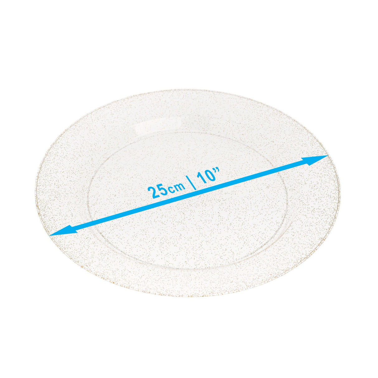 20 Pack 10" Hard Plastic Dinner Plates with Gold Glittered Design - Decodine