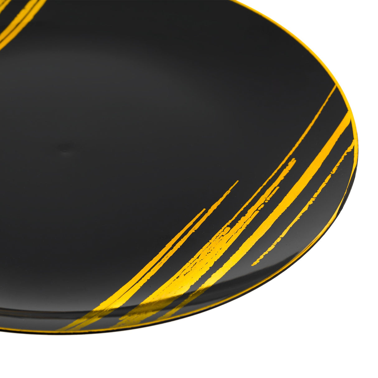 20 Pack 10.25" Black & Gold Designed Plastic Plates - Decodine