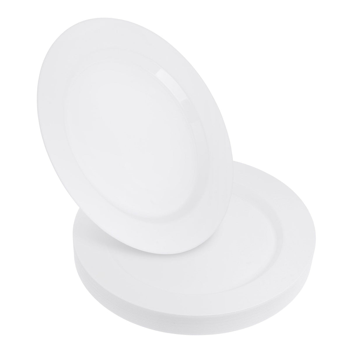 20 Pack 10.25" White Hard Plastic Dinner Plates - Decodine
