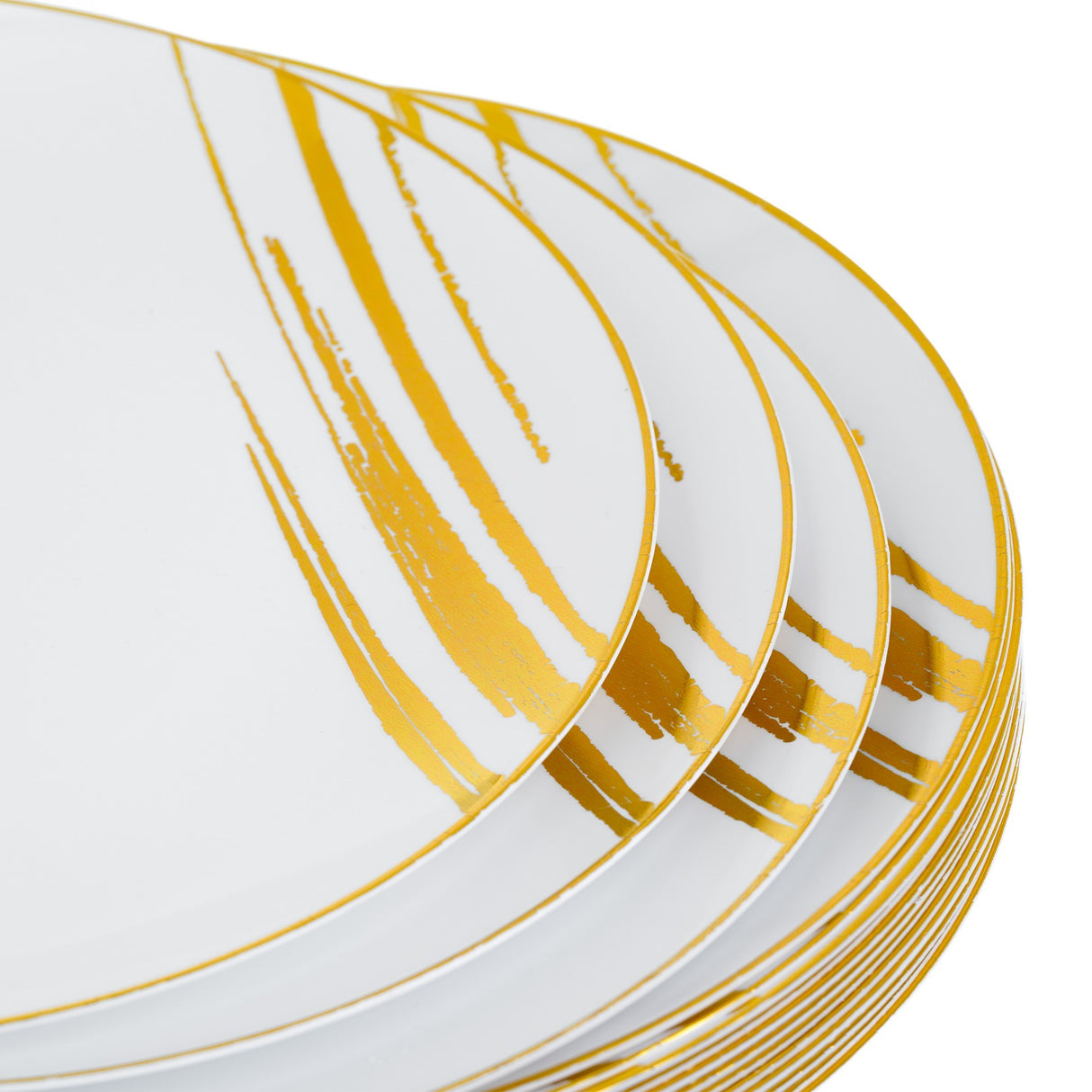 20 Pack 10.25" White & Gold Designed Plastic Plates - Decodine