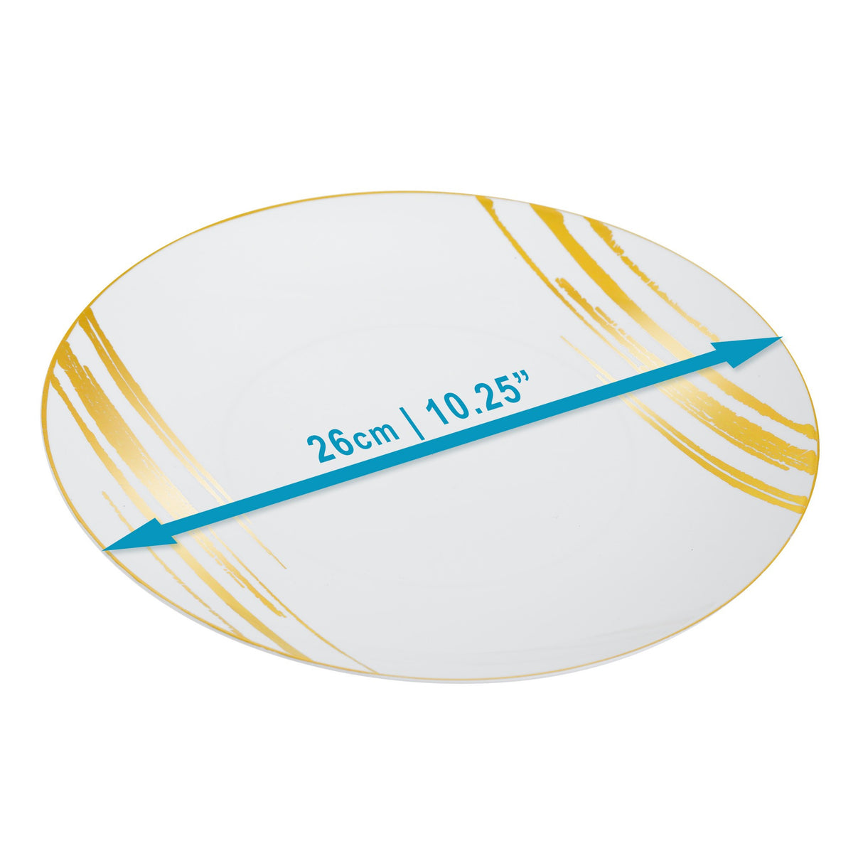 20 Pack 10.25" White & Gold Designed Plastic Plates - Decodine
