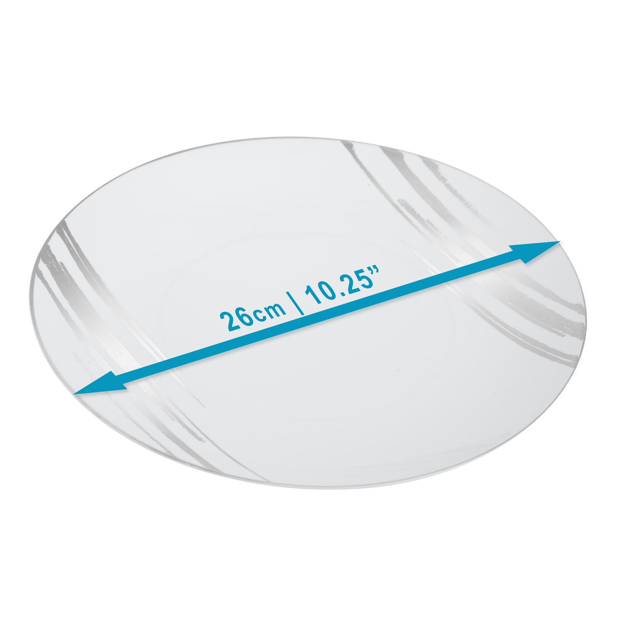 20 Pack 10.25" White & Silver Designed Plastic Plates - Decodine