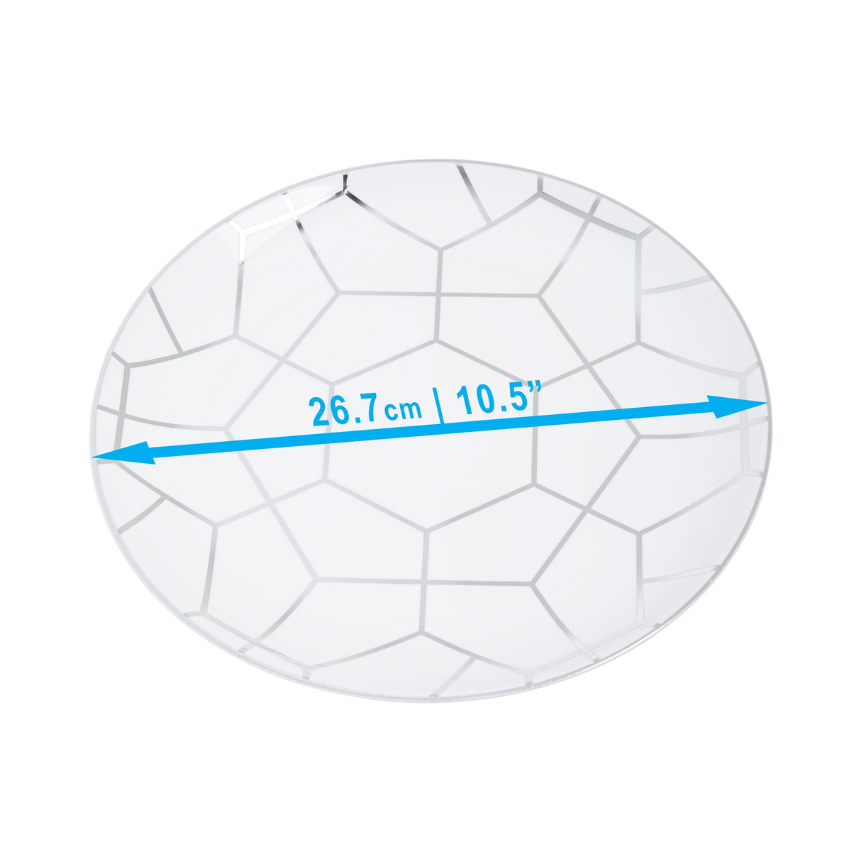 20 Pack 10.5" Hexagon Designed Plates White and Silver - Decodine