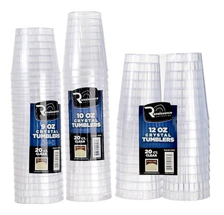 20 pack 10oz Crystal-Look Premium Plastic Half Pint Tumblers - Decodine