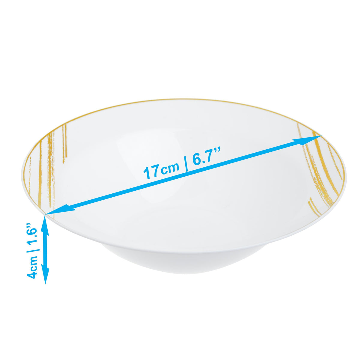 20 Pack 10oz Plastic White & Gold Designed Party/Soup Bowls - Decodine