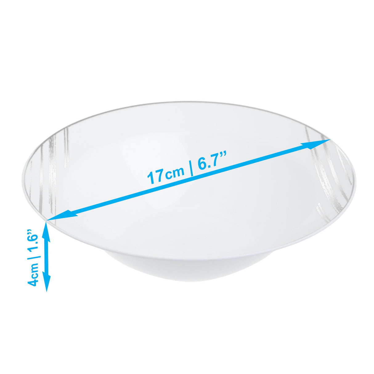 20 Pack 10oz Plastic White & Silver Designed Party/Soup Bowls - Decodine