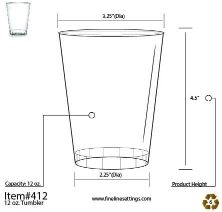 20 Pack 12oz Plastic Tumbler - Half Pint Hard Plastic Cups - Decodine